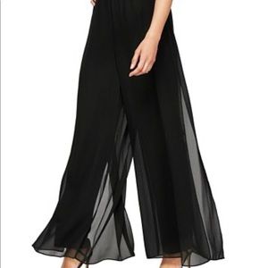 M Alex Evenings Black Velvet Wide Leg Pants S XL L